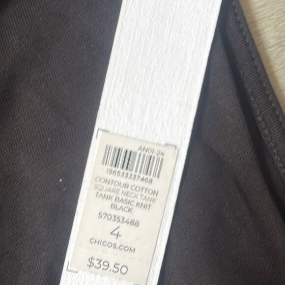 Chicos Contour Cotton™ Square Neck Tank xxl black NWT in packaging - Picture 8 of 8